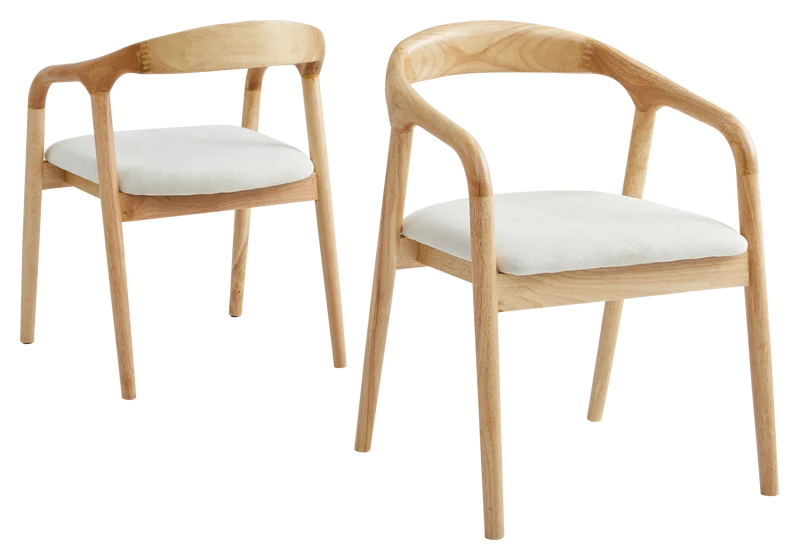 Chaise fauteuil scandinave bois naturel - Sven x2