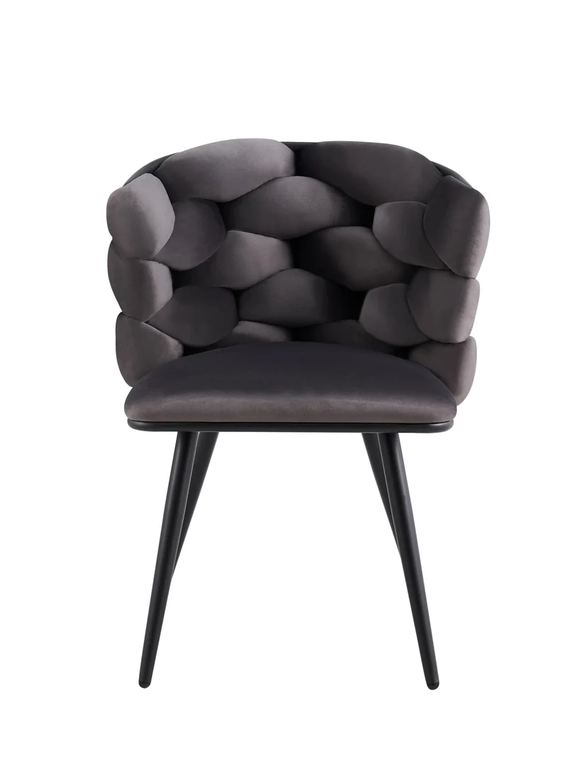 CHAISE LOLIPOP PIEDS METAL NOIR VELOURS ANTHRACITE