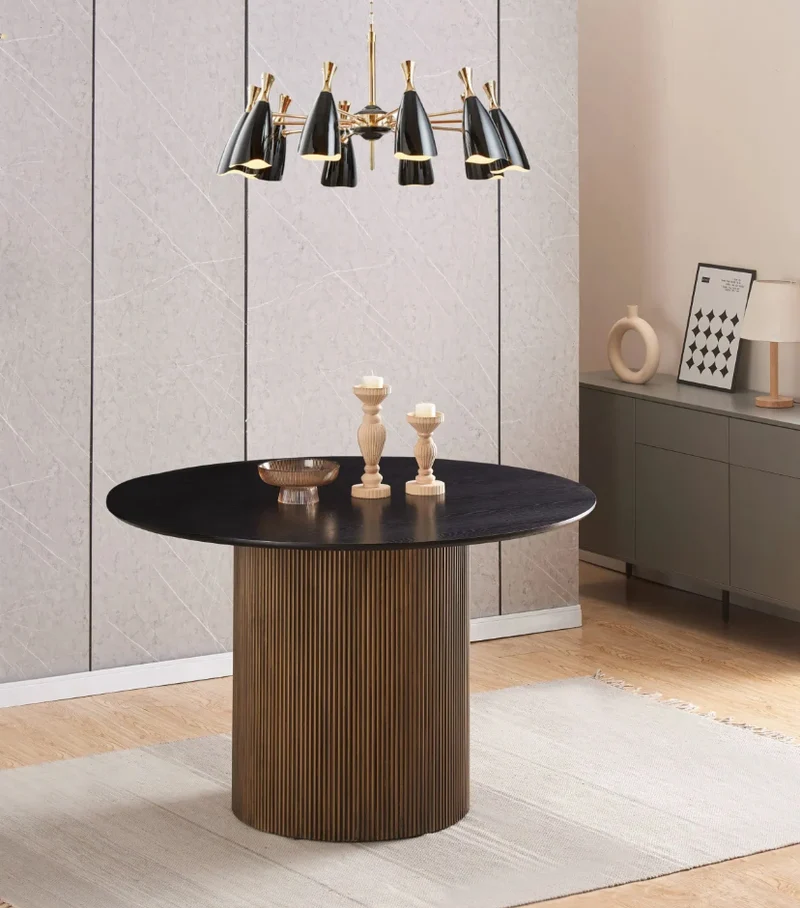 TABLE REPAS BAIETA PIED CHENE PLATEAU NOIR 120X75CM