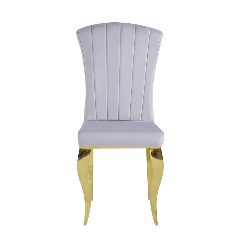 Chaises baroque Louis pied gold tissu velours gris