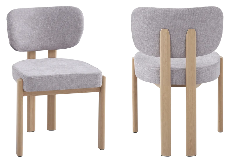 Chaise salle à manger velours gris bois - Inaya x4