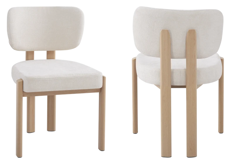 Chaise salle à manger velours beige bois - Inaya x4