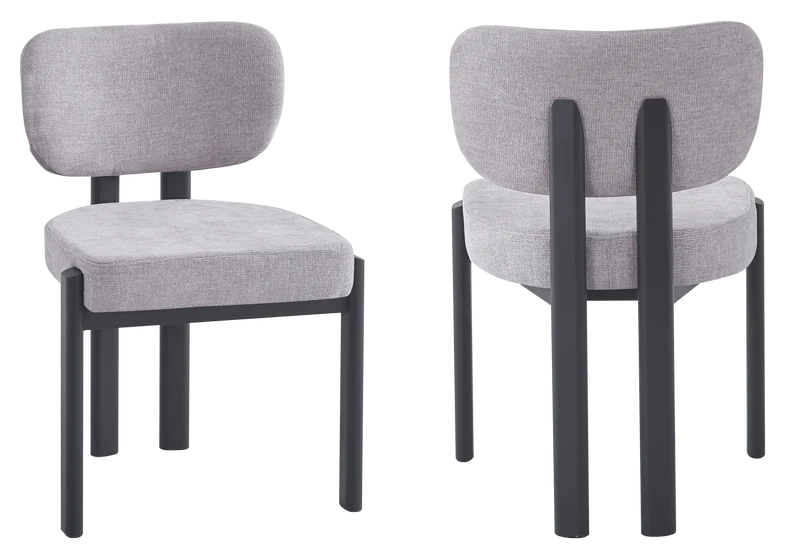 Chaise salle à manger velours gris noir - Inaya x4