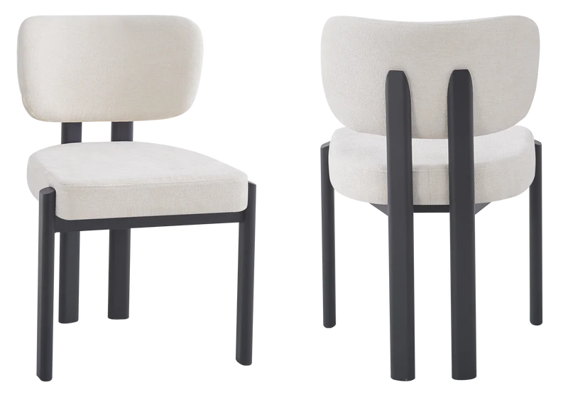 Chaise salle à manger velours beige noir - Inaya x4