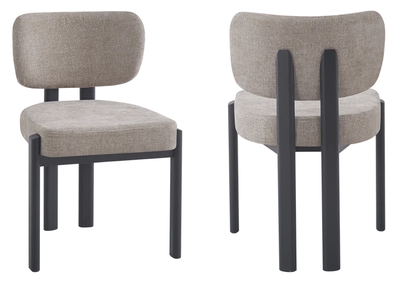 Chaise salle à manger velours taupe noir - Inaya x4