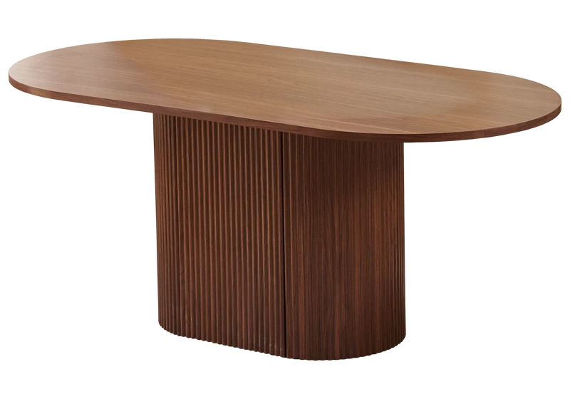 Table à manger ovale bois noyer Japandi - Akira