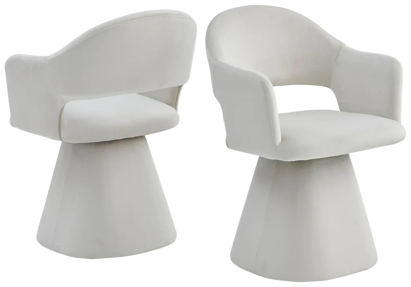 Chaise fauteuil de table pivotant velours beige - Arca