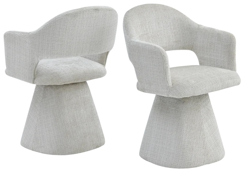 Chaise fauteuil de table pivotant beige chiné - Arca