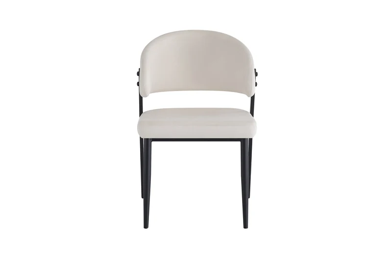 CHAISE LAMIA PIEDS METAL NOIR TISSU VELOURS BEIGE