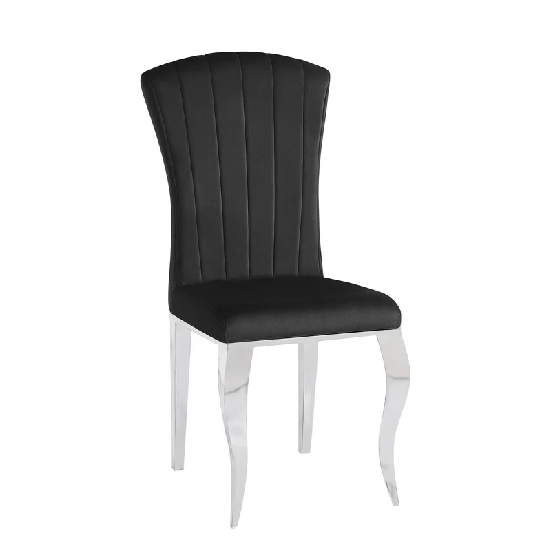 Chaises baroque Louis pied chrome tissu velours noir