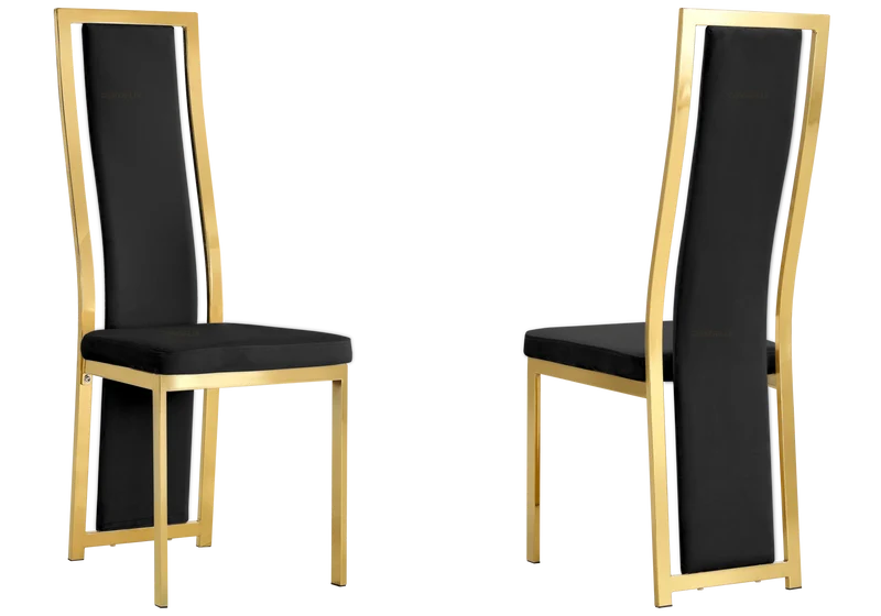 Chaise dorée velours noir design - Dia x6