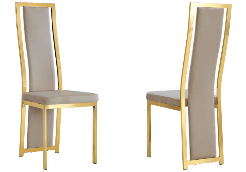 Chaise dorée velours taupe design - Dia x6