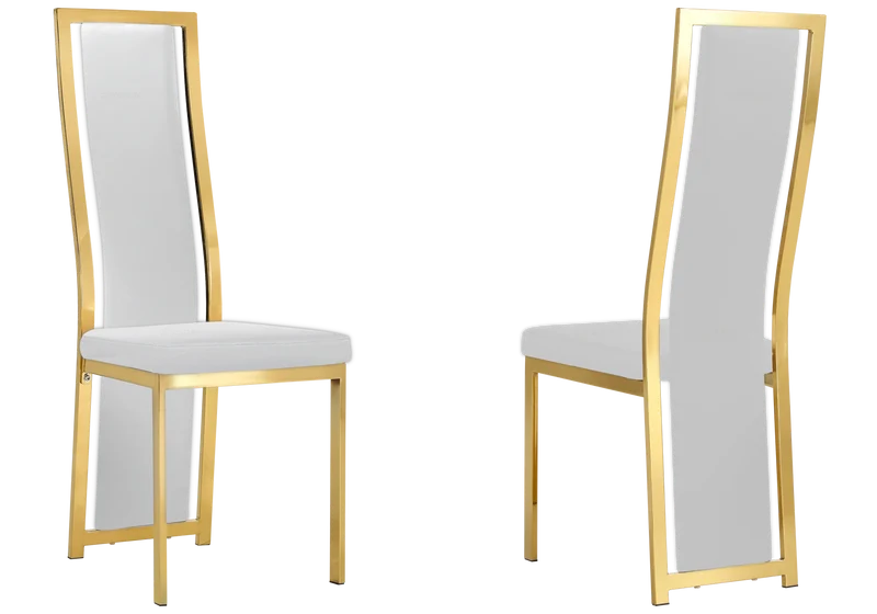 Chaise dorée simili blanc moderne - Dia x6