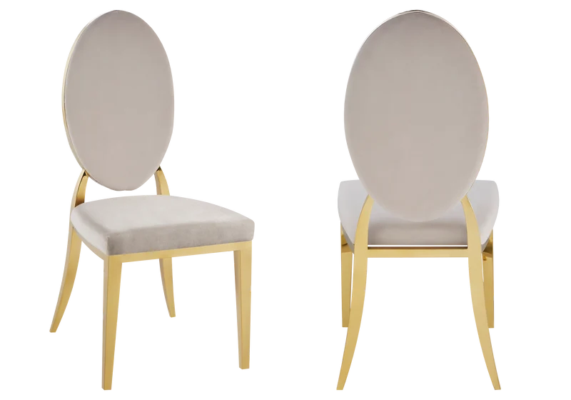 Chaises médaillon velours taupe doré - Neo x4