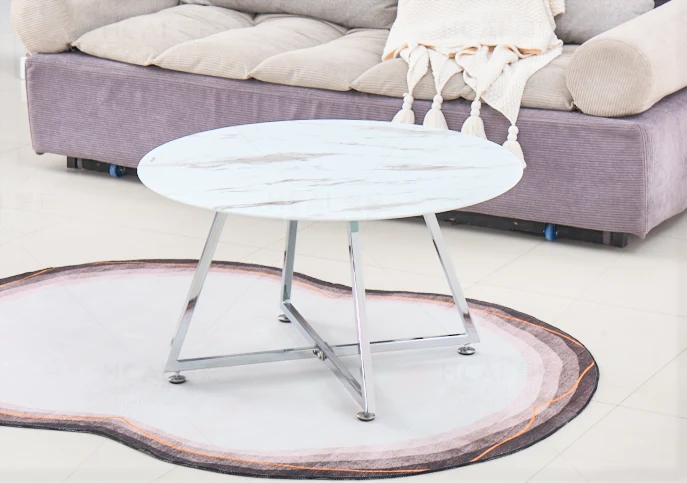 TABLE BASSE HELOISE CHROME MARBRE NOIR 80x45 cm