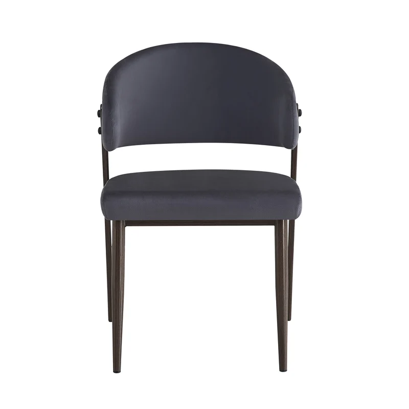 CHAISE LAMIA PIEDS EFFET NOYER TISSU VELOURS ANTHRACITE