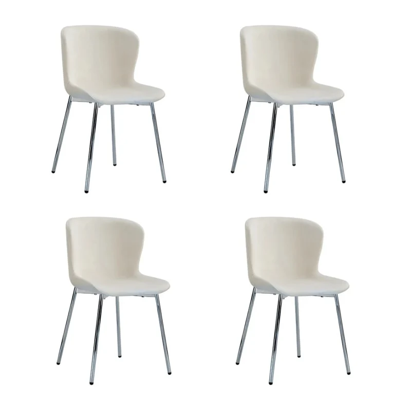 Lot de 4 Chaises ELEN Chrome Velours