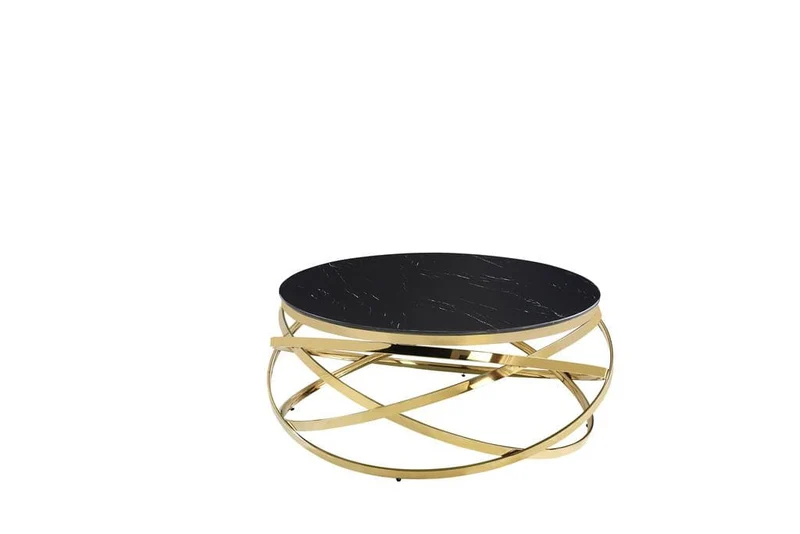 Table Basse EVOL structure Gold et plateau en verre D 90cm