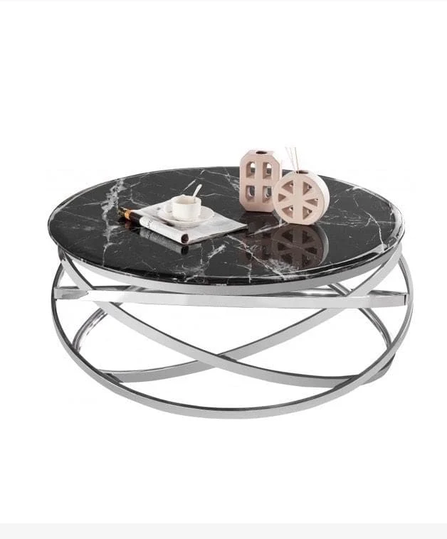 Table Basse EVOL structure chrome et plateau en verre D 90cm