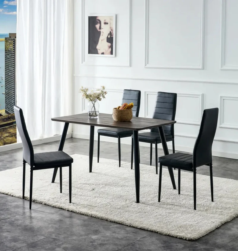 Table à manger style industriel en bois AMMO métal noir