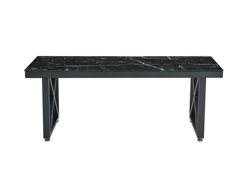 Table basse Deluxe LEVANTO structure métal noir plateau en verre 120x60 cm