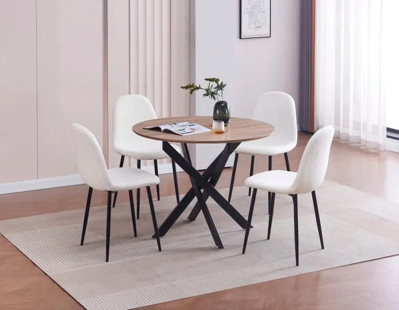 TABLE REPAS JESSICA METAL NOIR CHENE GRIFEE 120 XXL