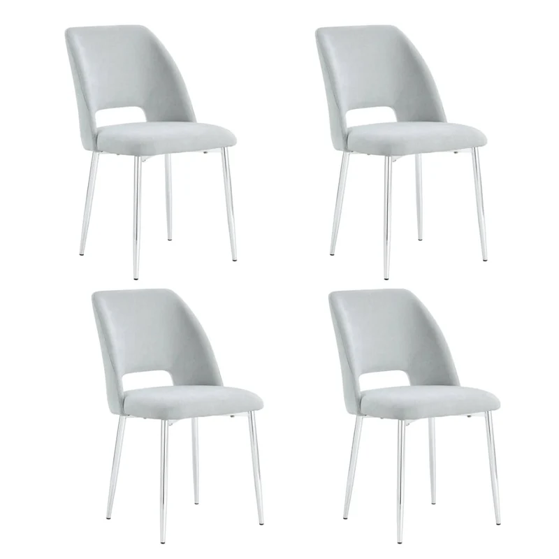 Lot de 4 chaises AVA Chrome Tissu Serge Gris