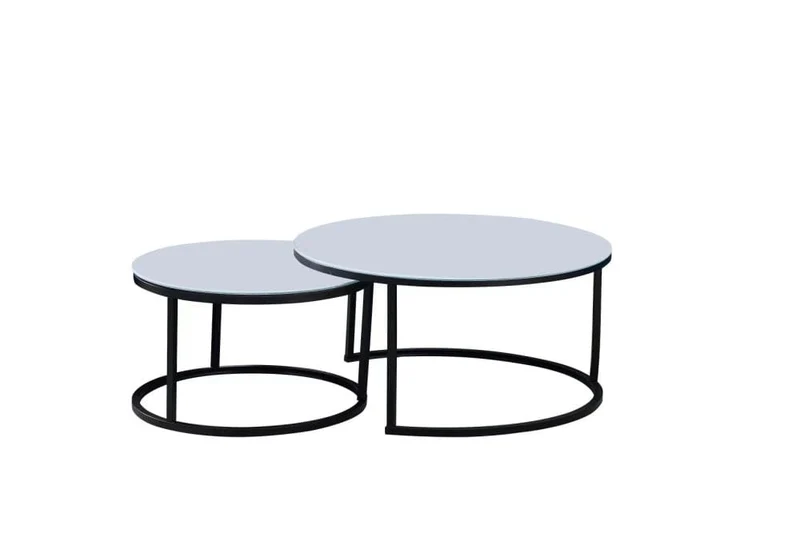 Lot de 2 tables Basses Gigogne ARTO métal noir et plateau en verre