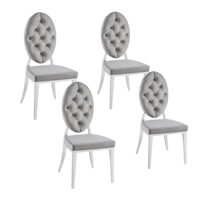 Lot de chaises MEDAILLON capitonnées chrome et velours