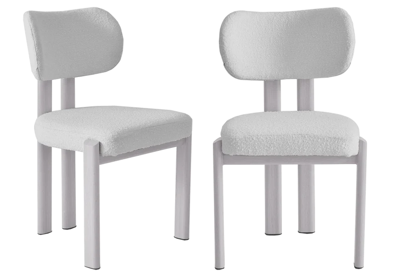 Chaise salle à manger bouclée et travertin - Inaya x4