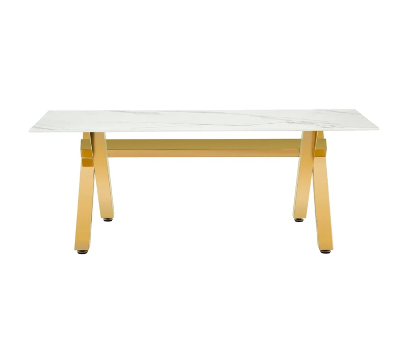 TABLE BASSE IXE GOLD MARBRE BLANC 120x60x45cm