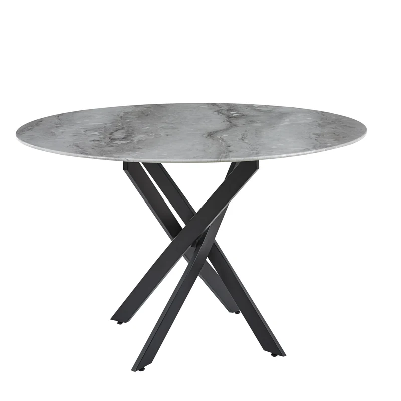 TABLE REPAS JESSICA METAL NOIR MARBRE GREIGE 120x75cm