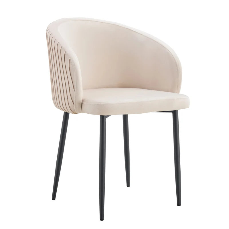 CHAISE AVEC ACCOUDOIR CARLITA BEIGE PIED METAL NOIR