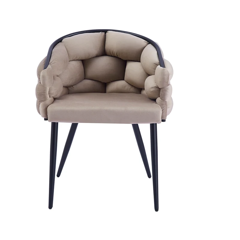 CHAISE AVEC ACCOUDOIR BALLON METAL NOIR TAUPE