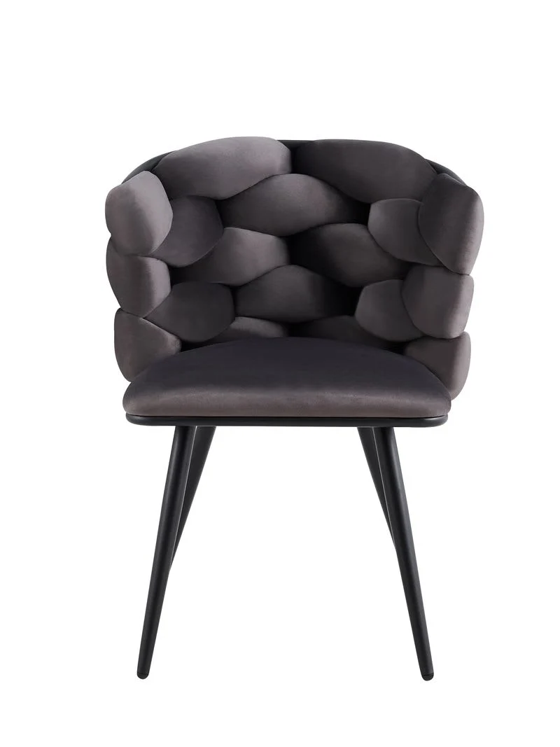 CHAISE LOLIPOP PIED METAL NOIR VELOURS ANTHRACITE
