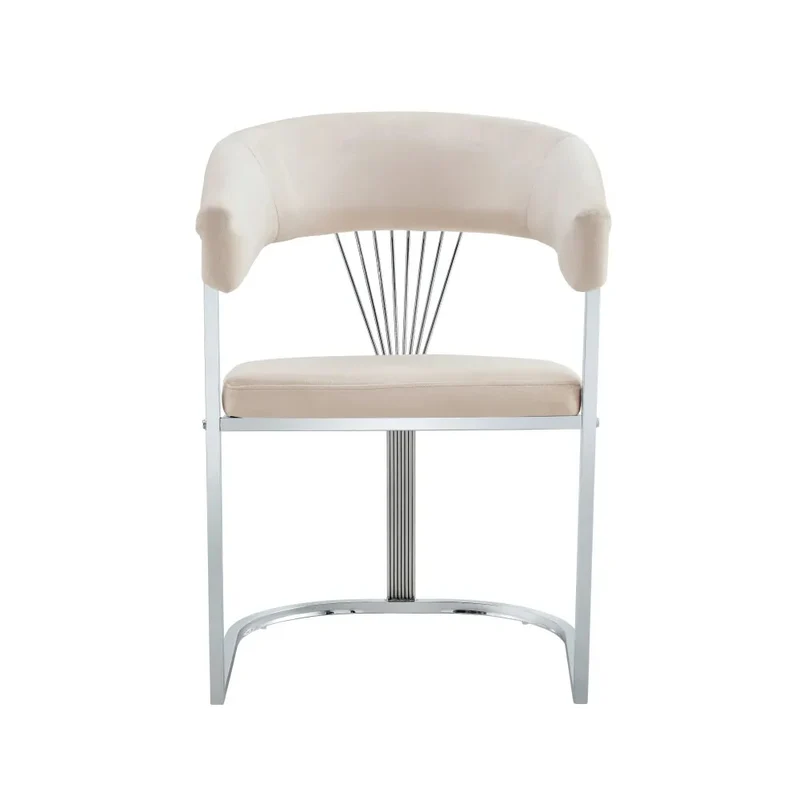 CHAISE AVEC ACCOUDOIR BRITTANY CHROME VELOURS BEIGE