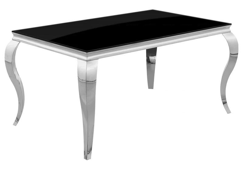 Table à manger rectangulaire verre noir argent - Neo