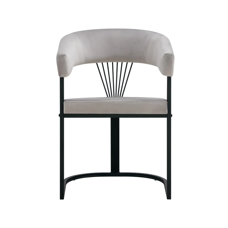 CHAISE AVEC ACCOUDOIR BRITTANY METAL NOIR VELOURS GRIS