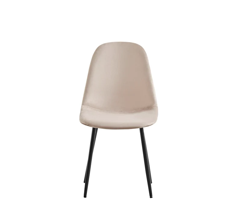 CHAISE SCANDINAVE PIED NOIR VELOURS TAUPE