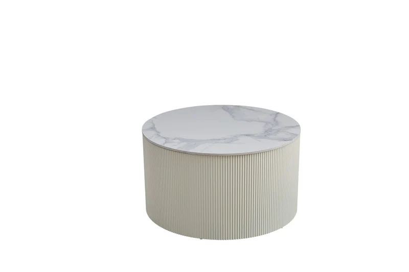 TABLE BASSE VALMY PIEDS BEIGE PLATEAU CERAMIQUE MARBRE GRIS 80X45