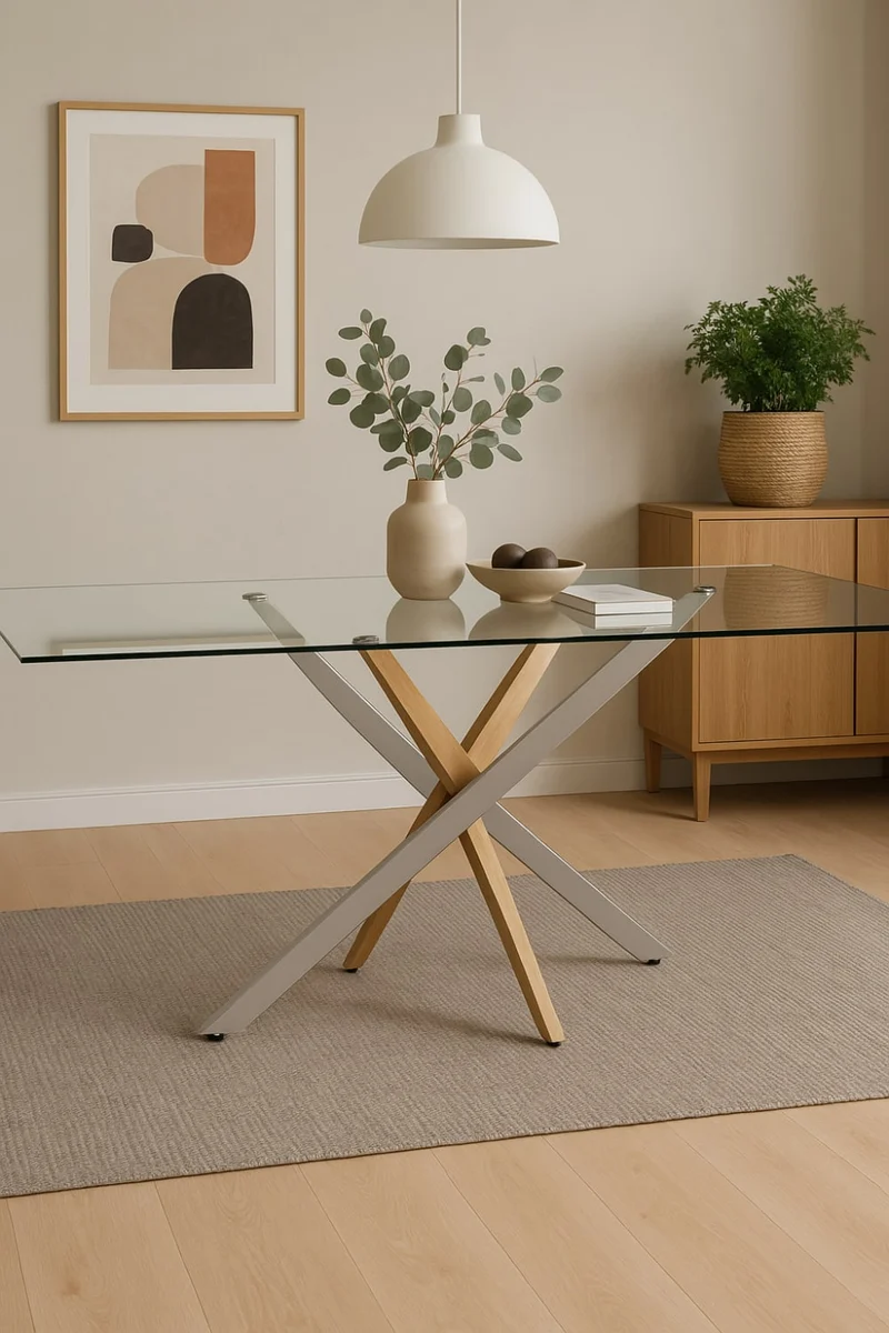 Table à manger JESSICA Gold Chrome transparent 180x90
