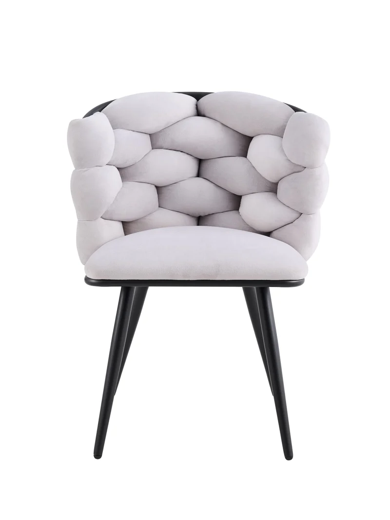 CHAISE LOLIPOP PIED METAL NOIR VELOURS LIGHT GREY