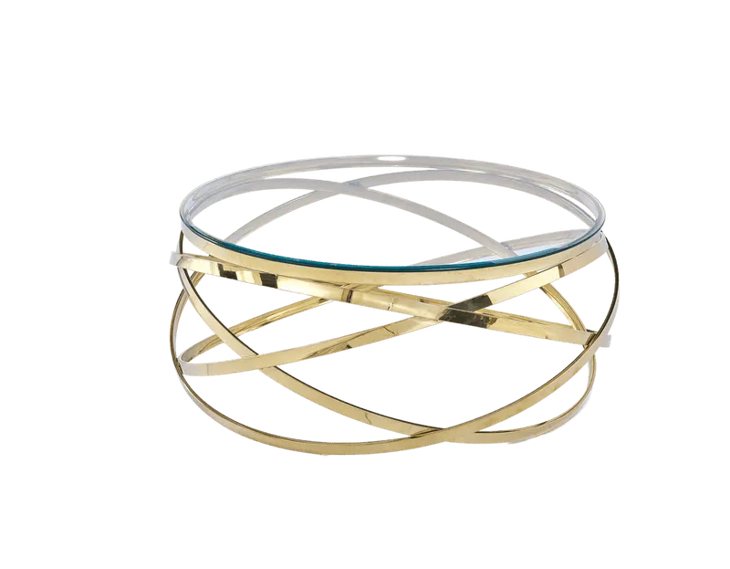 Table Basse EVOL structure Gold et plateau en verre D 90cm