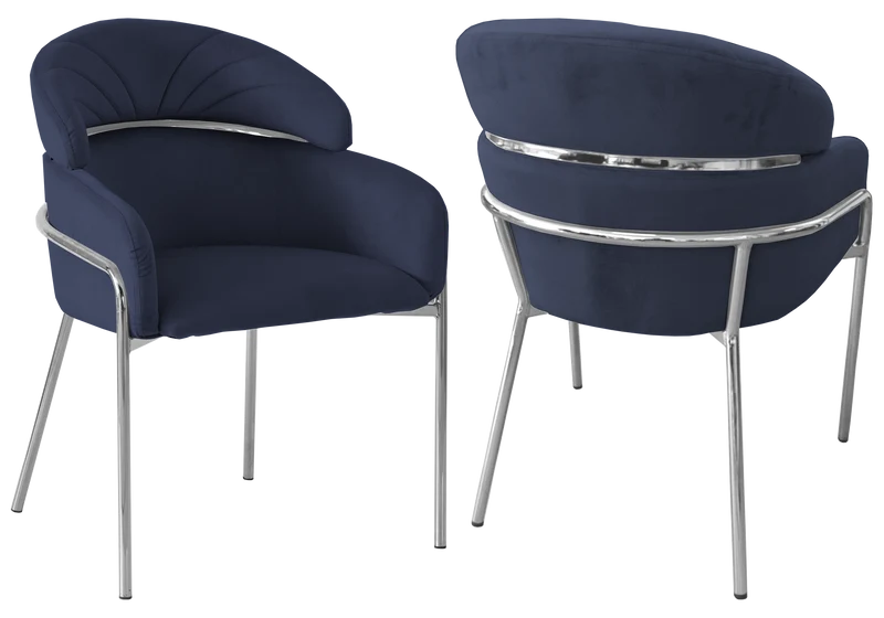 Chaises en velours noir et pieds argentés - Noam x4
