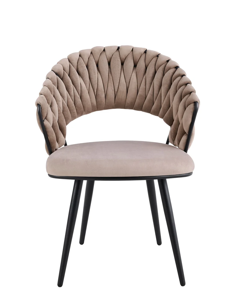 CHAISE CAROLINA PIEDS METAL NOIR VELOURS TAUPE