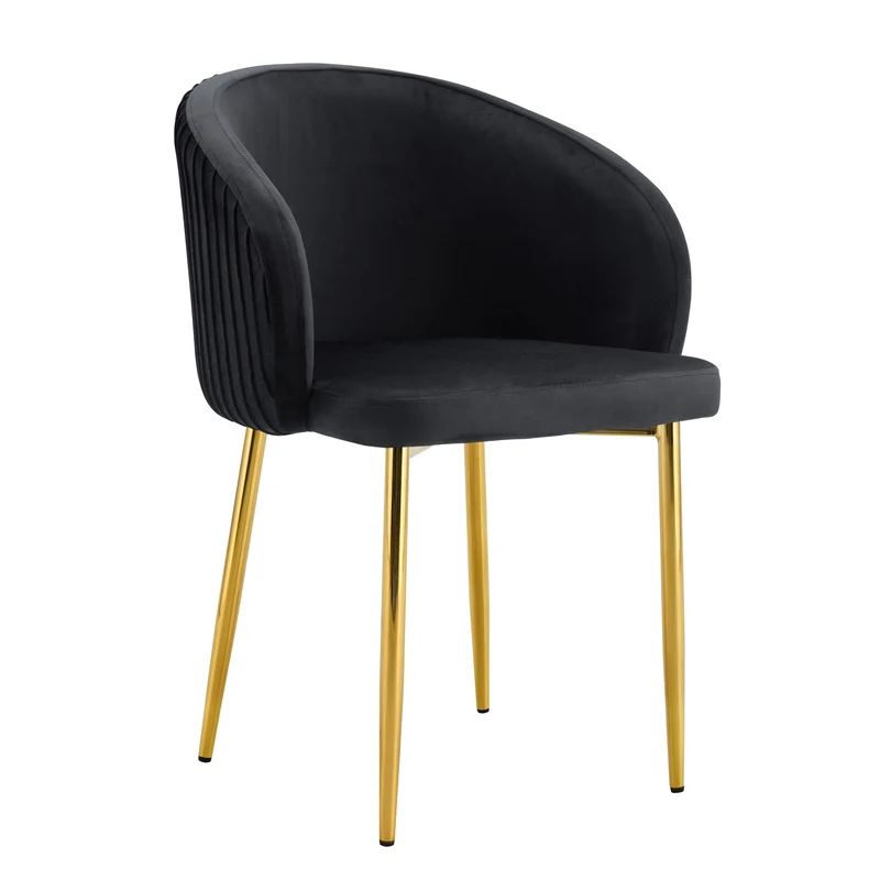CHAISE AVEC ACCOUDOIR CARLITA NOIR PIED GOLD