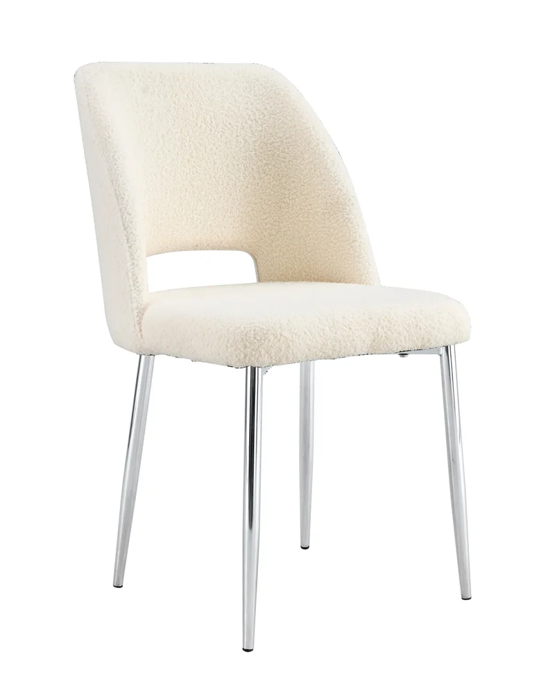 CHAISE AVA PIEDS CHROME DOUDOU BEIGE