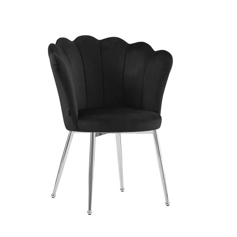 CHAISE NYMPHEA CHROME VELOURS NOIR
