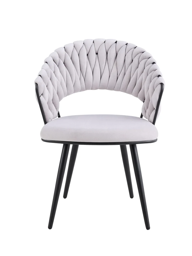 CHAISE CAROLINA PIEDS METAL NOIR VELOURS LIGHT GRIS