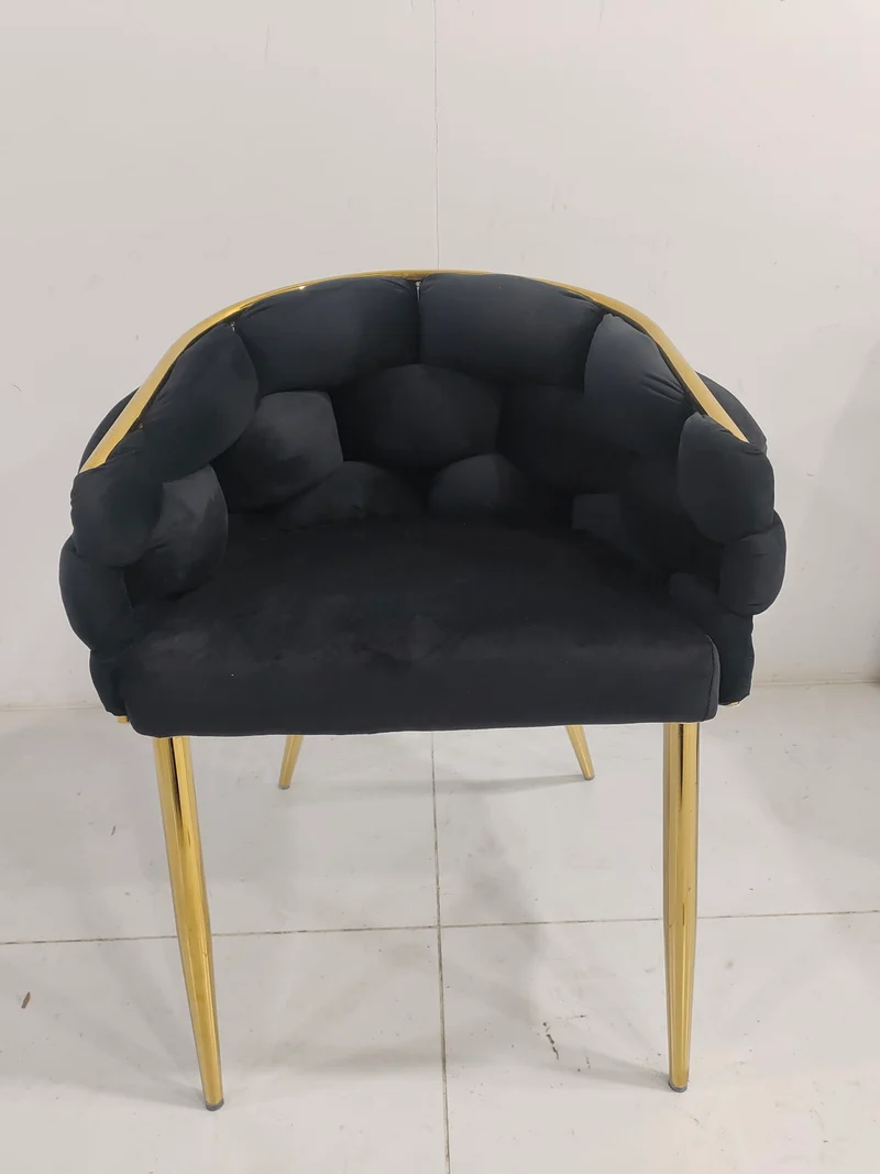 CHAISE BALLON GOLD VELOURS NOIR